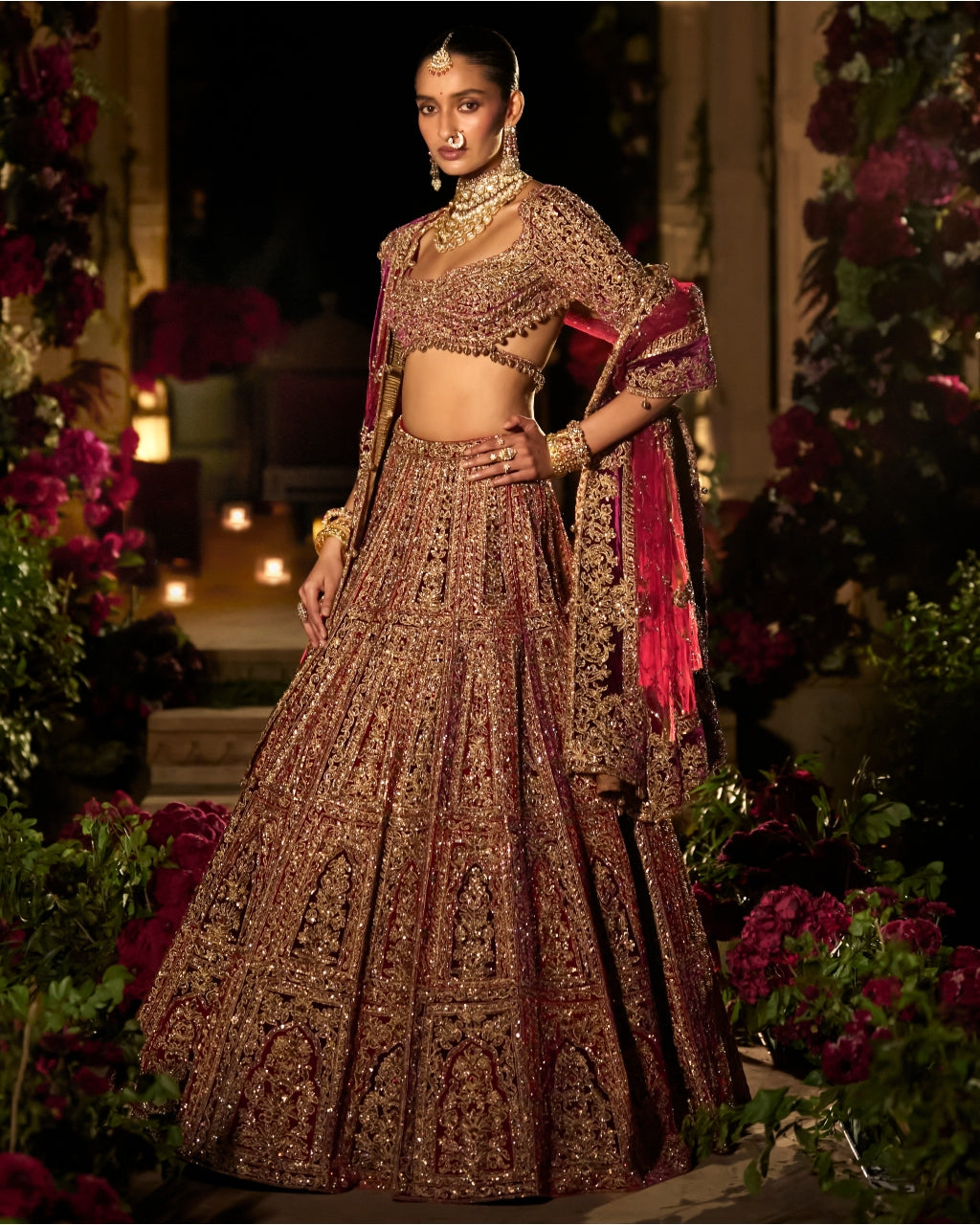 Plum & Maroon Zardosi Lehenga Set