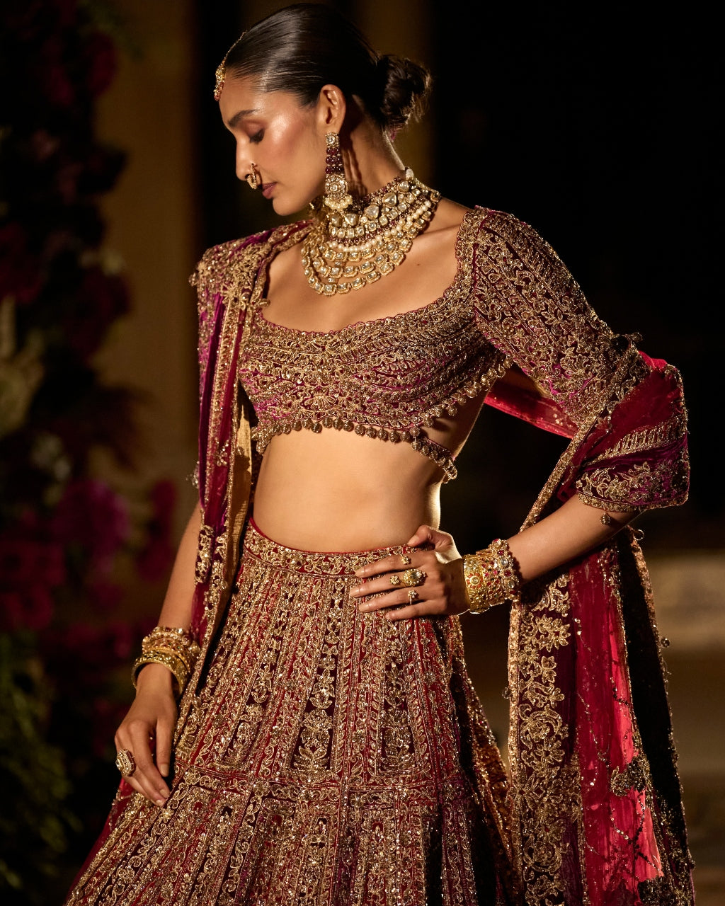 Plum & Maroon Zardosi Lehenga Set
