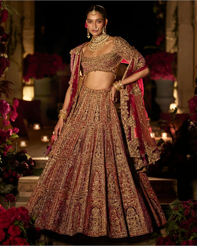 Plum & Maroon Zardosi Lehenga Set