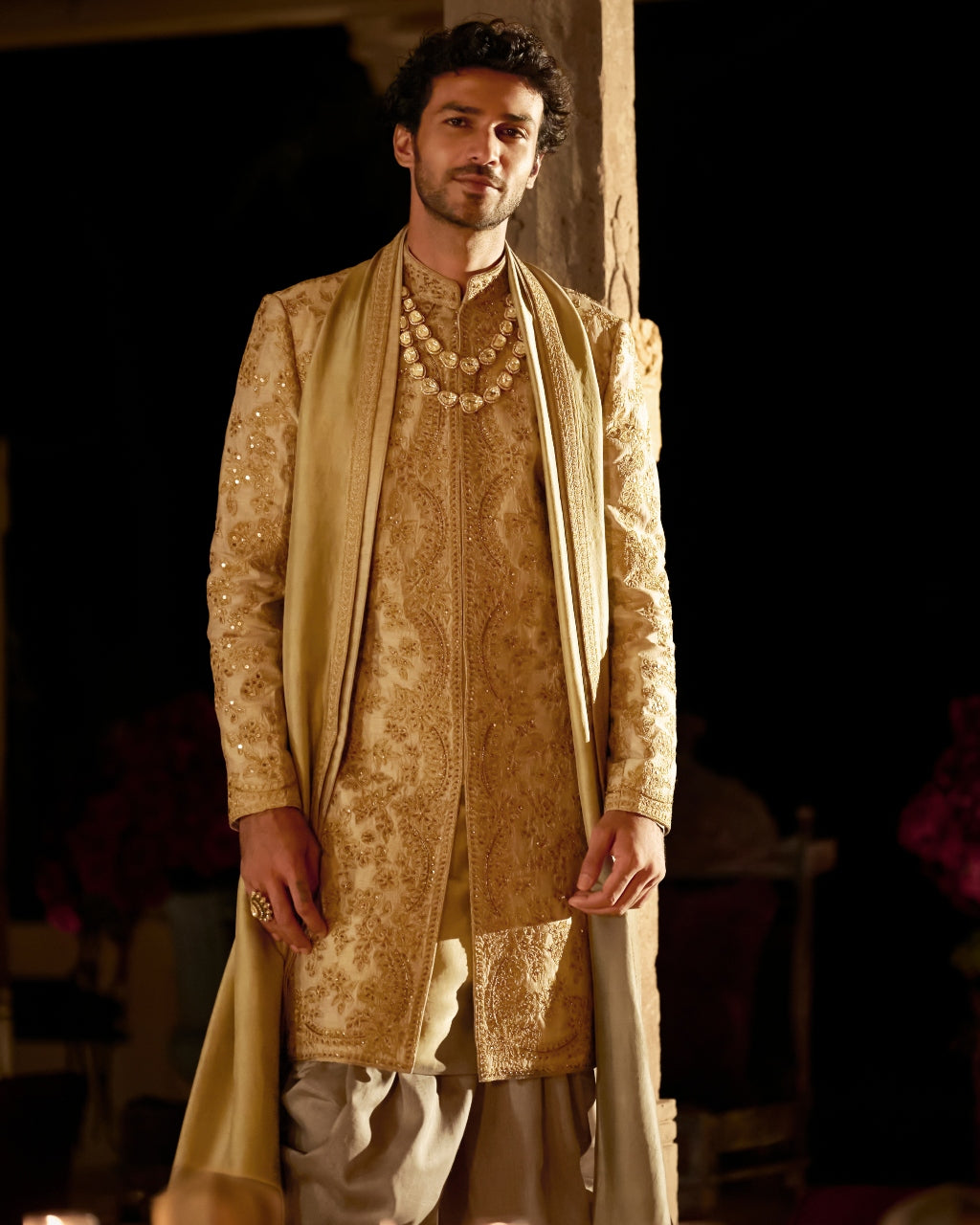 Slate Gold Sherwani Set