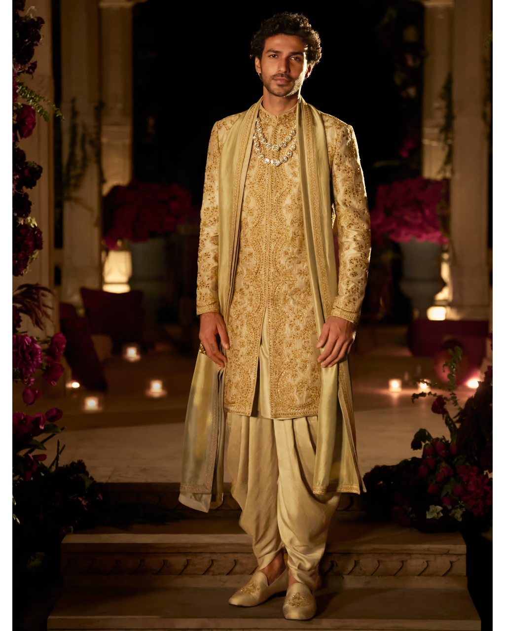 Slate Gold Sherwani Set