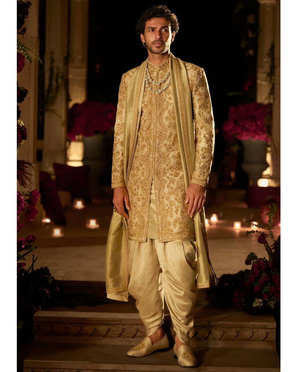 Slate Gold Sherwani Set