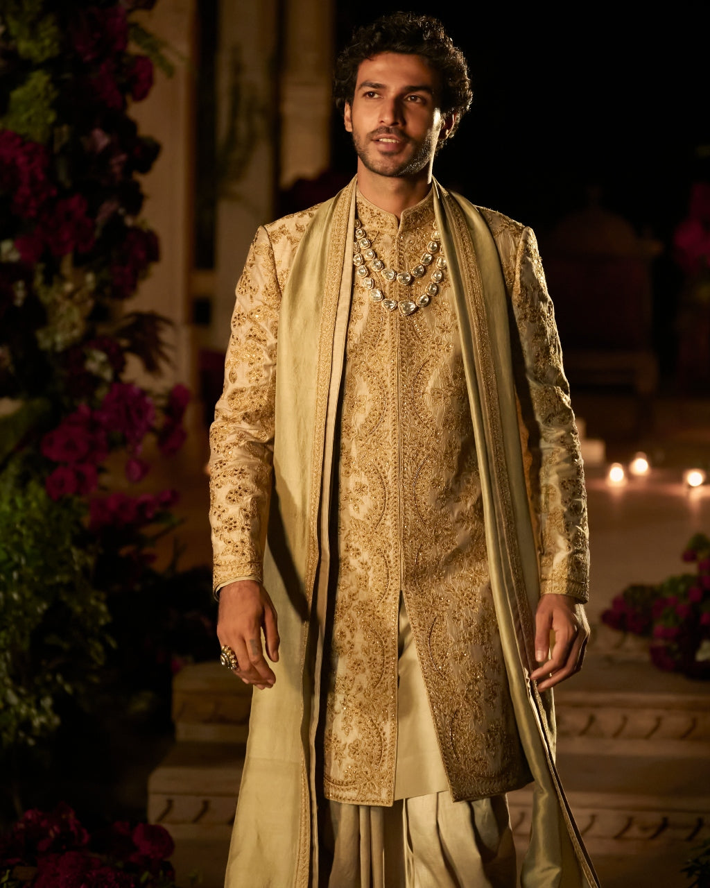 Slate Gold Sherwani Set