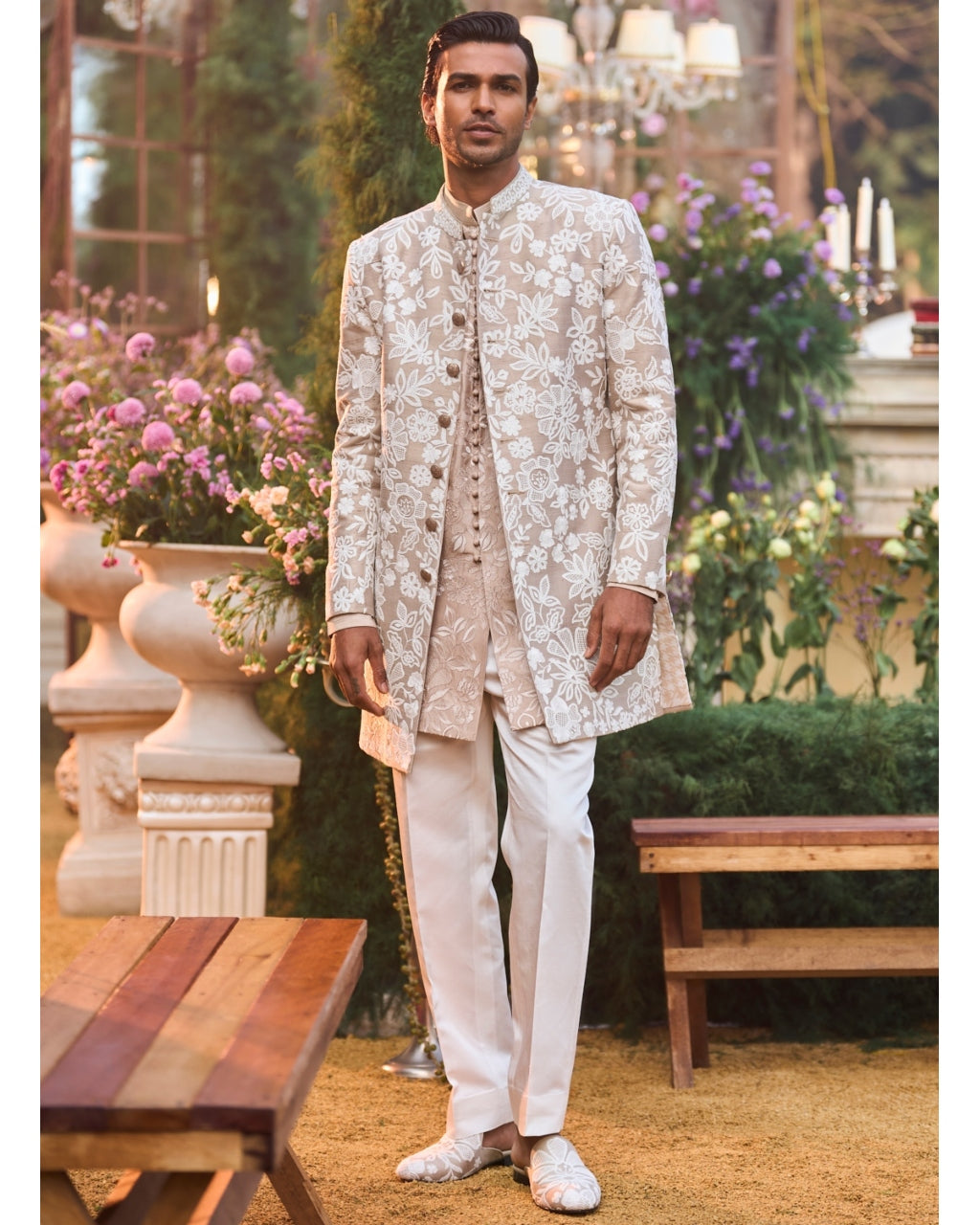Nude Dori Sherwani Set