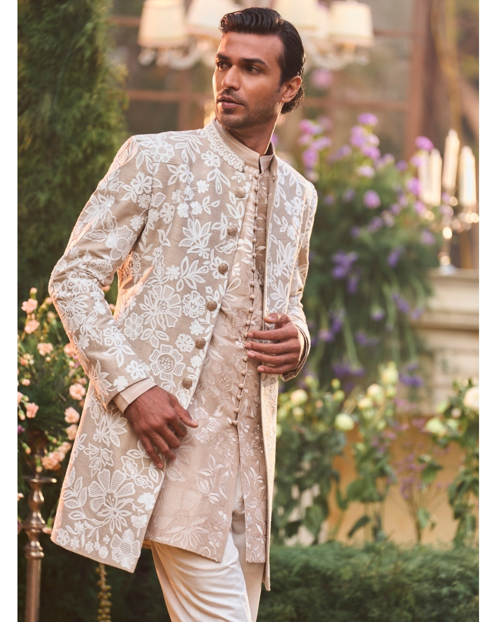 Nude Dori Sherwani Set