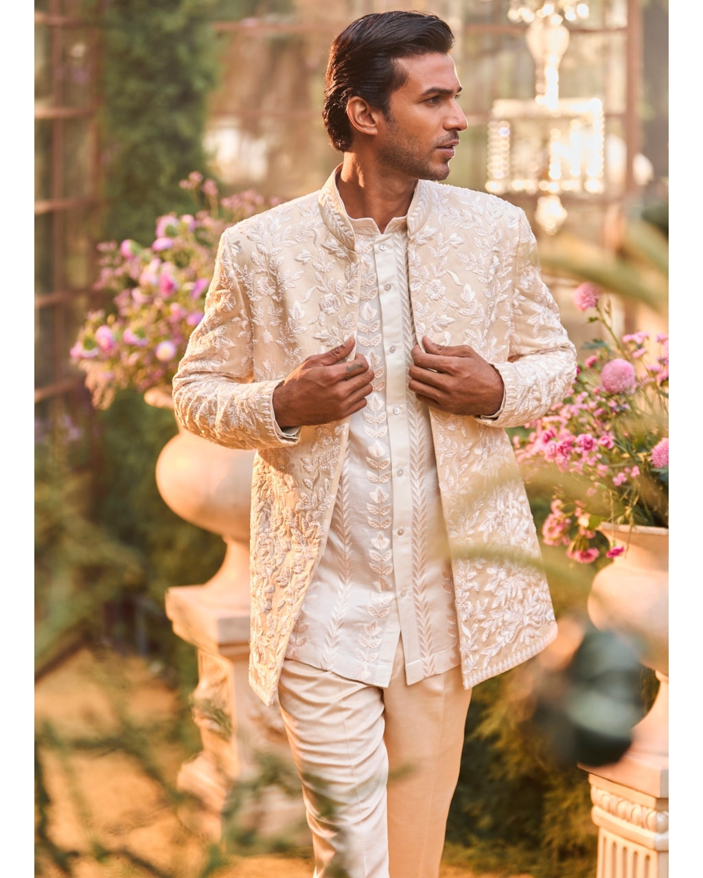 Powder Nude Bandhgala Set