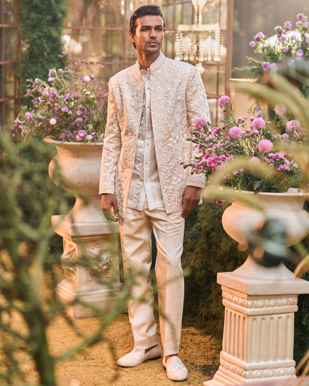 Powder Nude Bandhgala Set