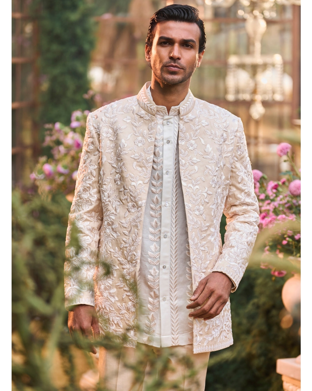 Powder Nude Bandhgala Set