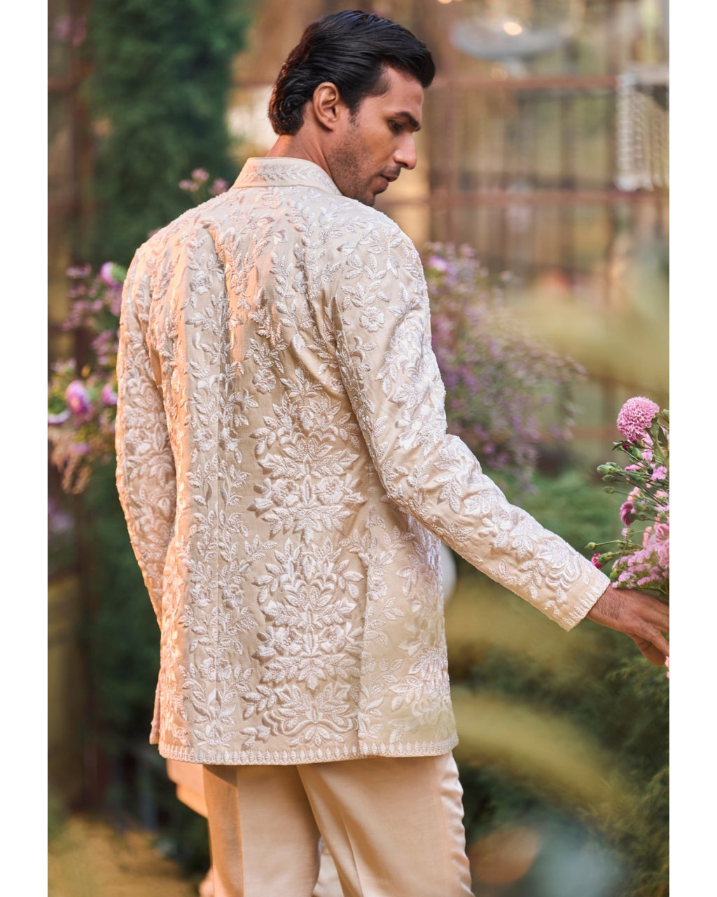 Powder Nude Bandhgala Set