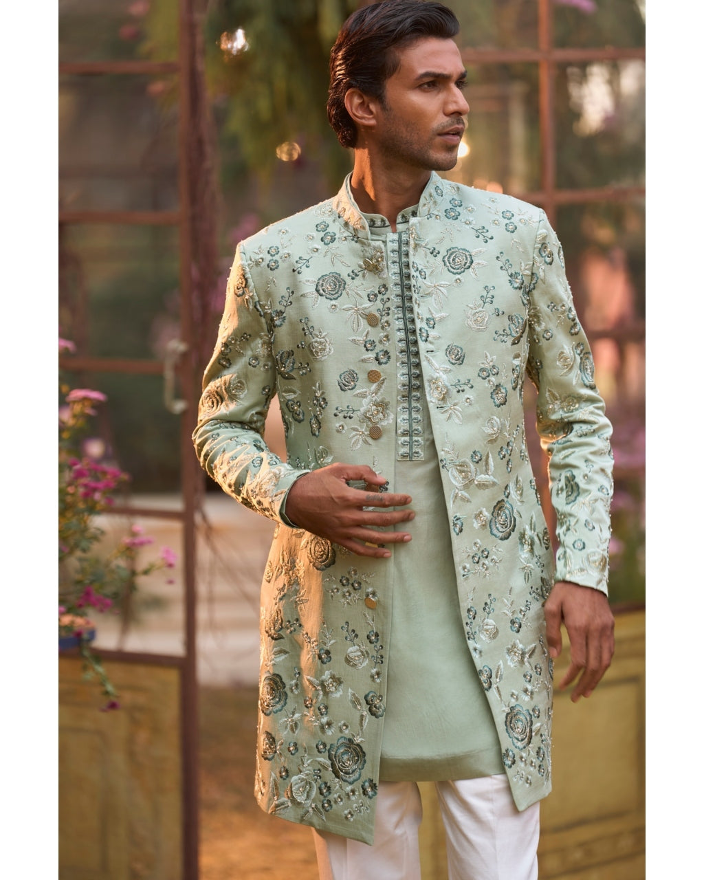 Russian Emerald Sherwani Set
