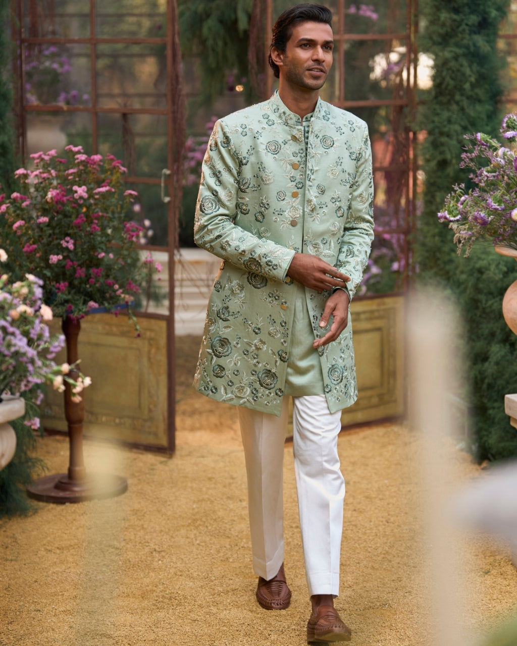 Russian Emerald Sherwani Set