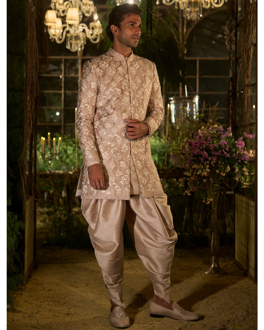 Rosé Champagne Sherwani Set