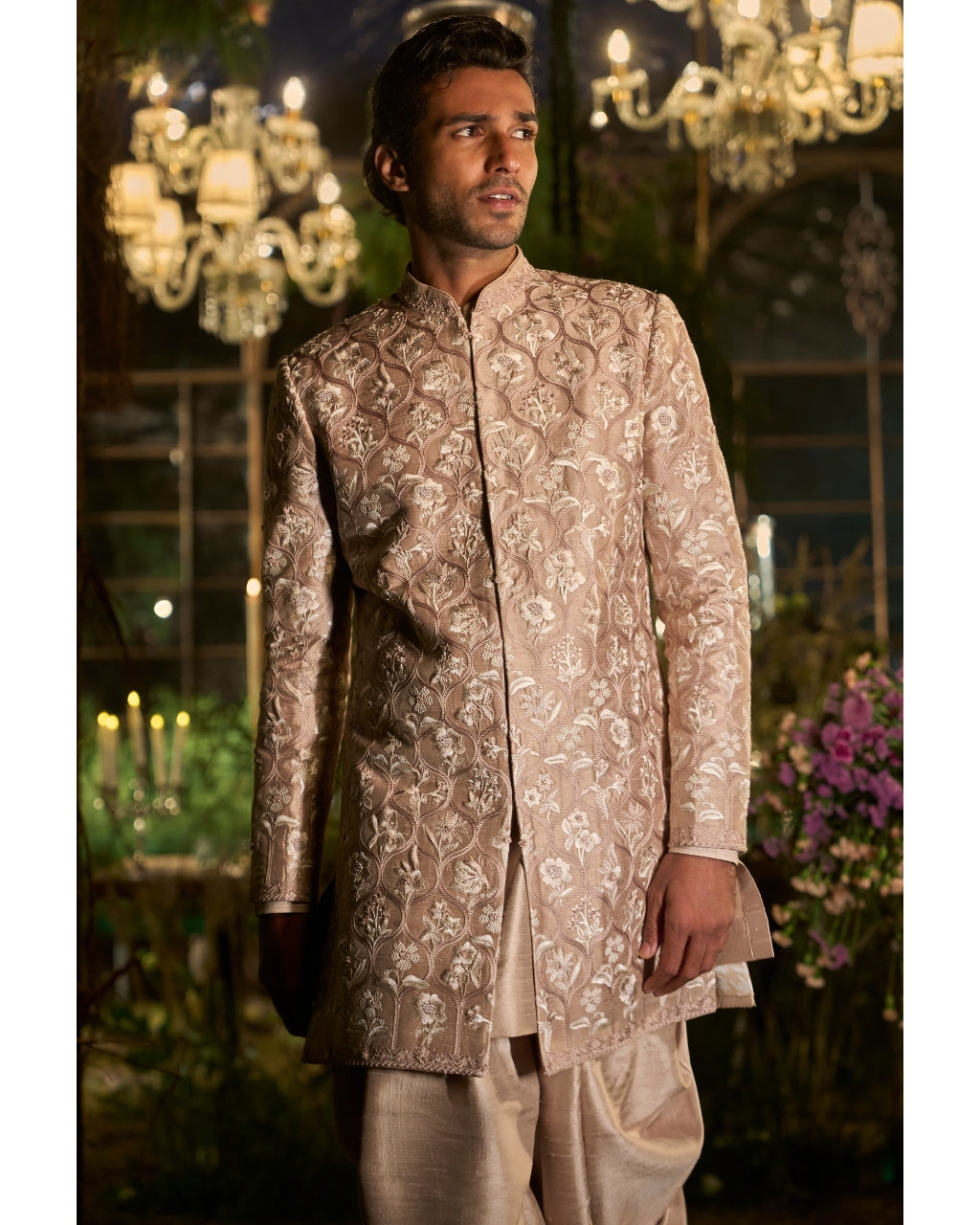Rosé Champagne Sherwani Set