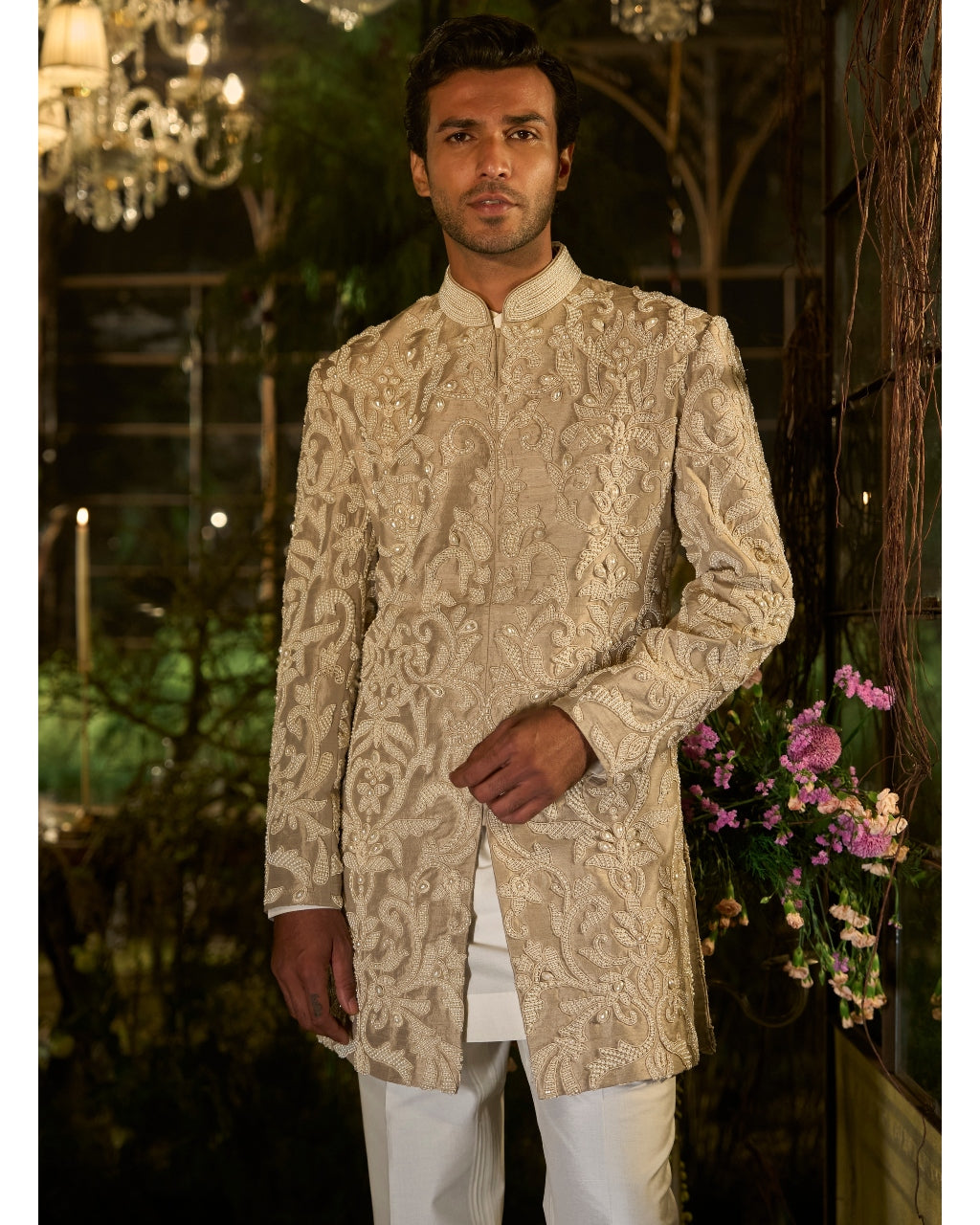 Champagne Pearl Sherwani Set