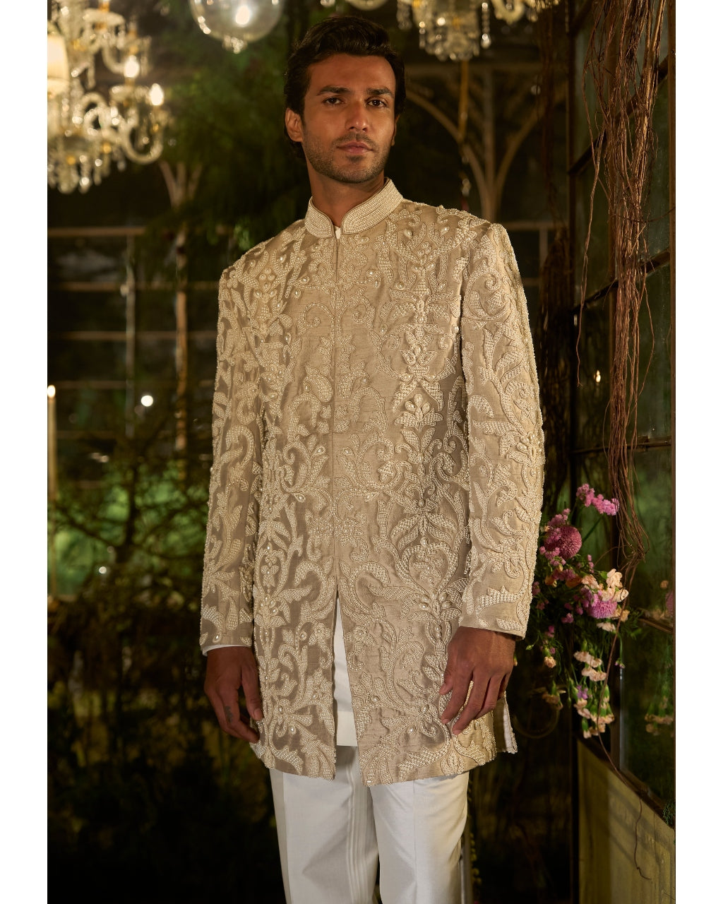 Champagne Pearl Sherwani Set