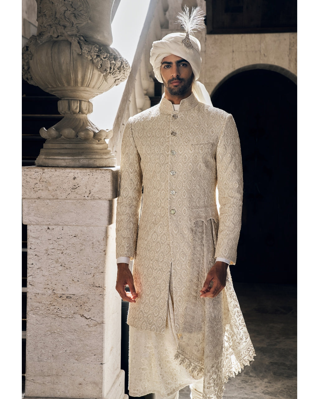 Ivory Dori Embroidered Sherwani Set