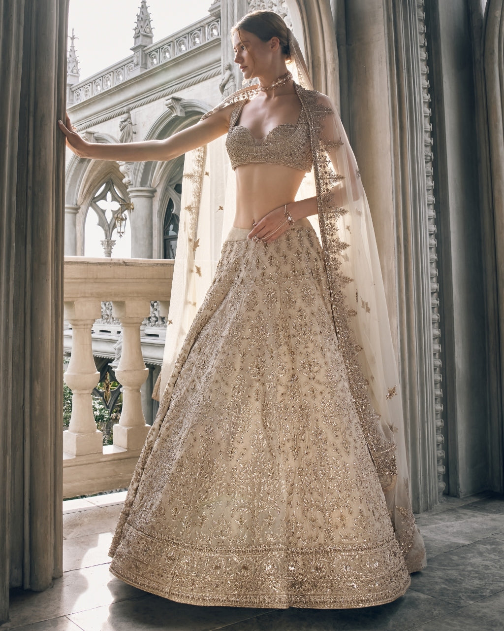 Light Gold Lehenga Set