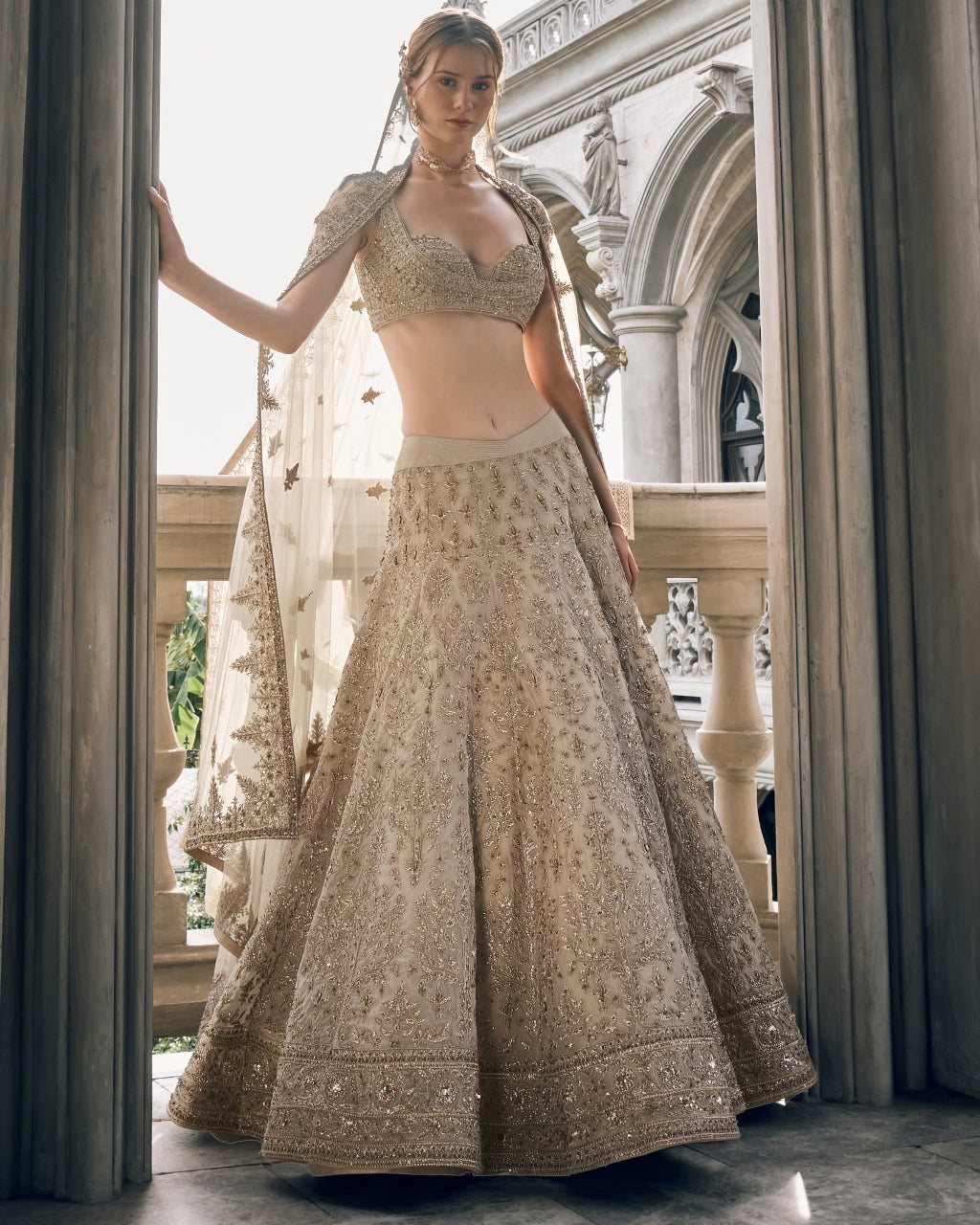 Light Gold Lehenga Set