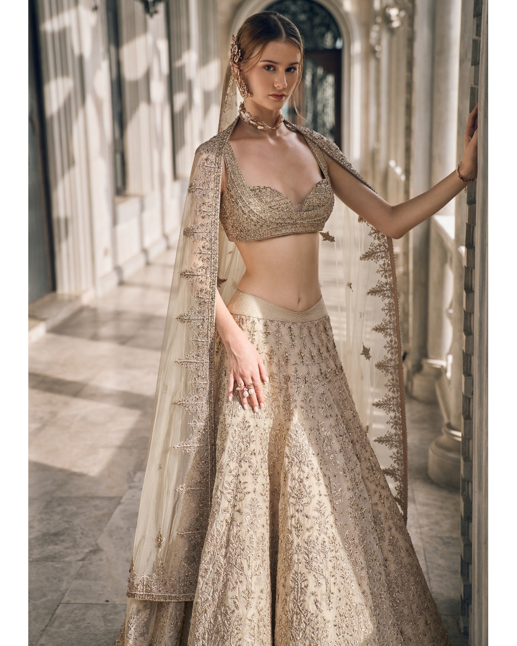 Light Gold Lehenga Set