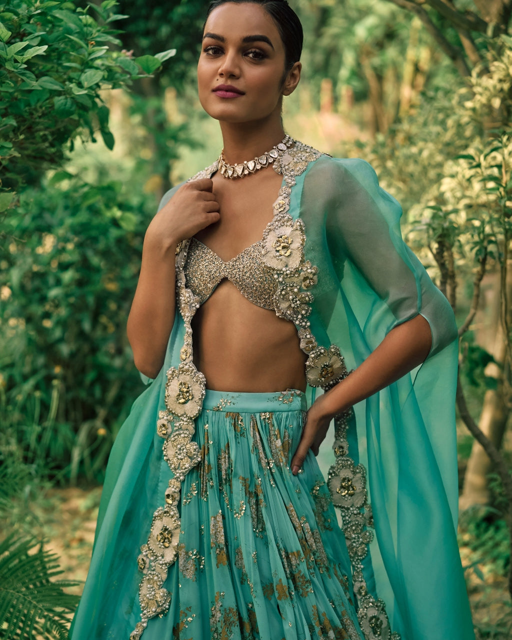 Coral Blue Sylvia Lehenga Set