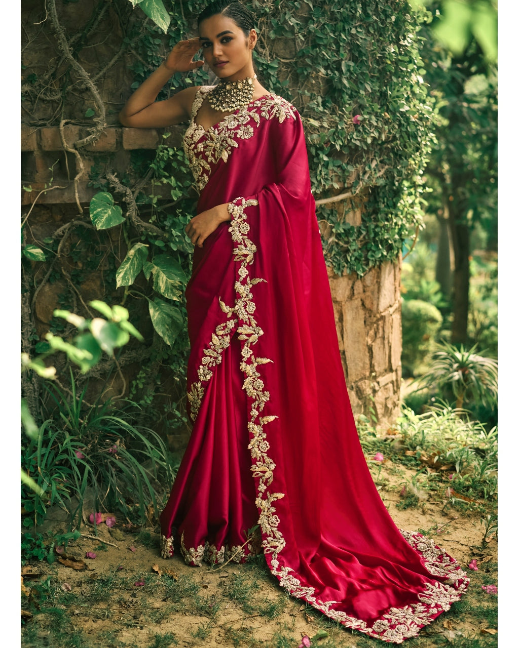 Crimson Red Sari Set