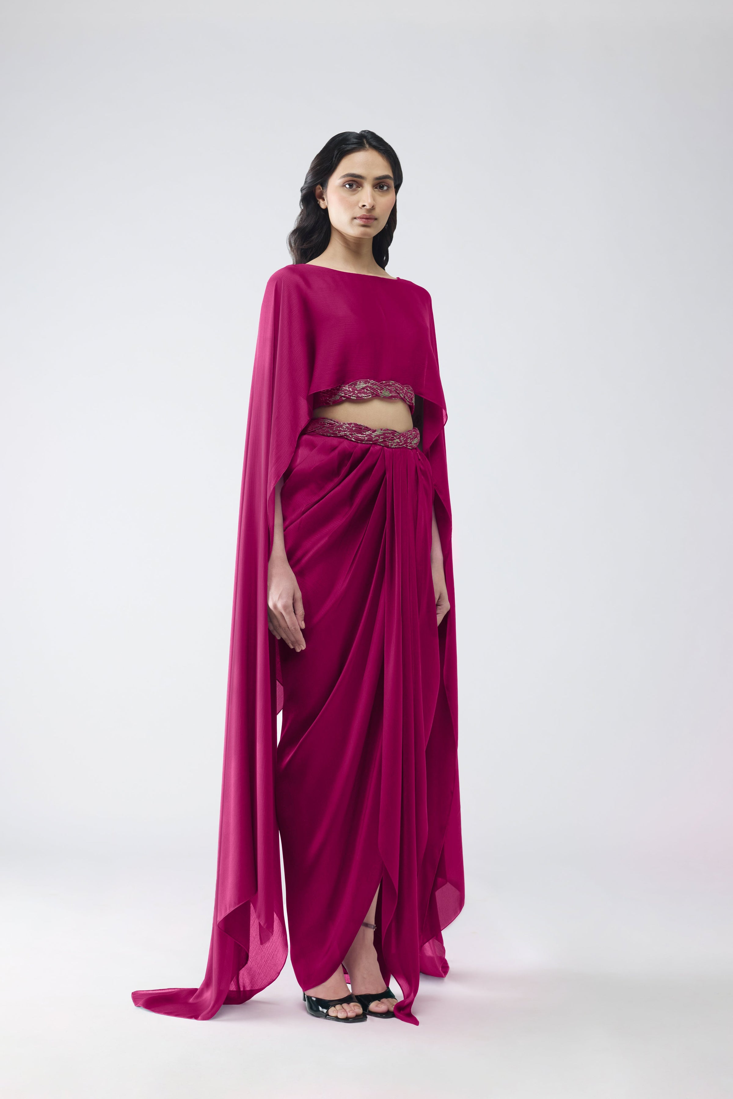 Banarsi Cropped Cape and Skirt Set