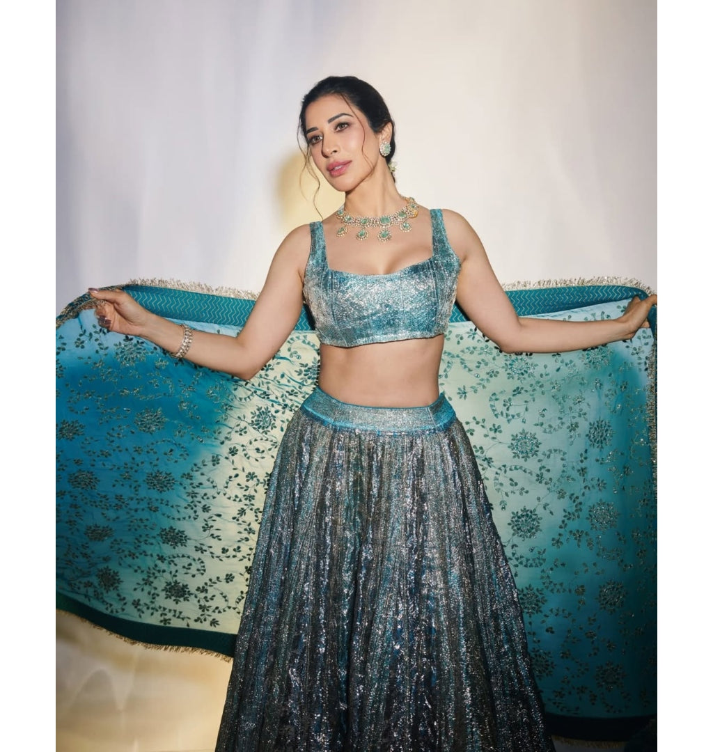 Aasmani Lampi Lehenga Set