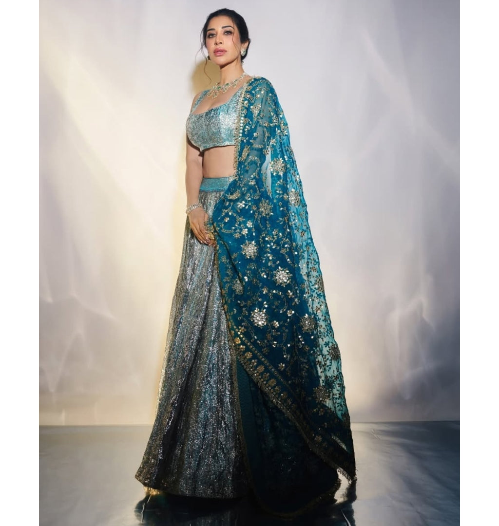 Aasmani Lampi Lehenga Set