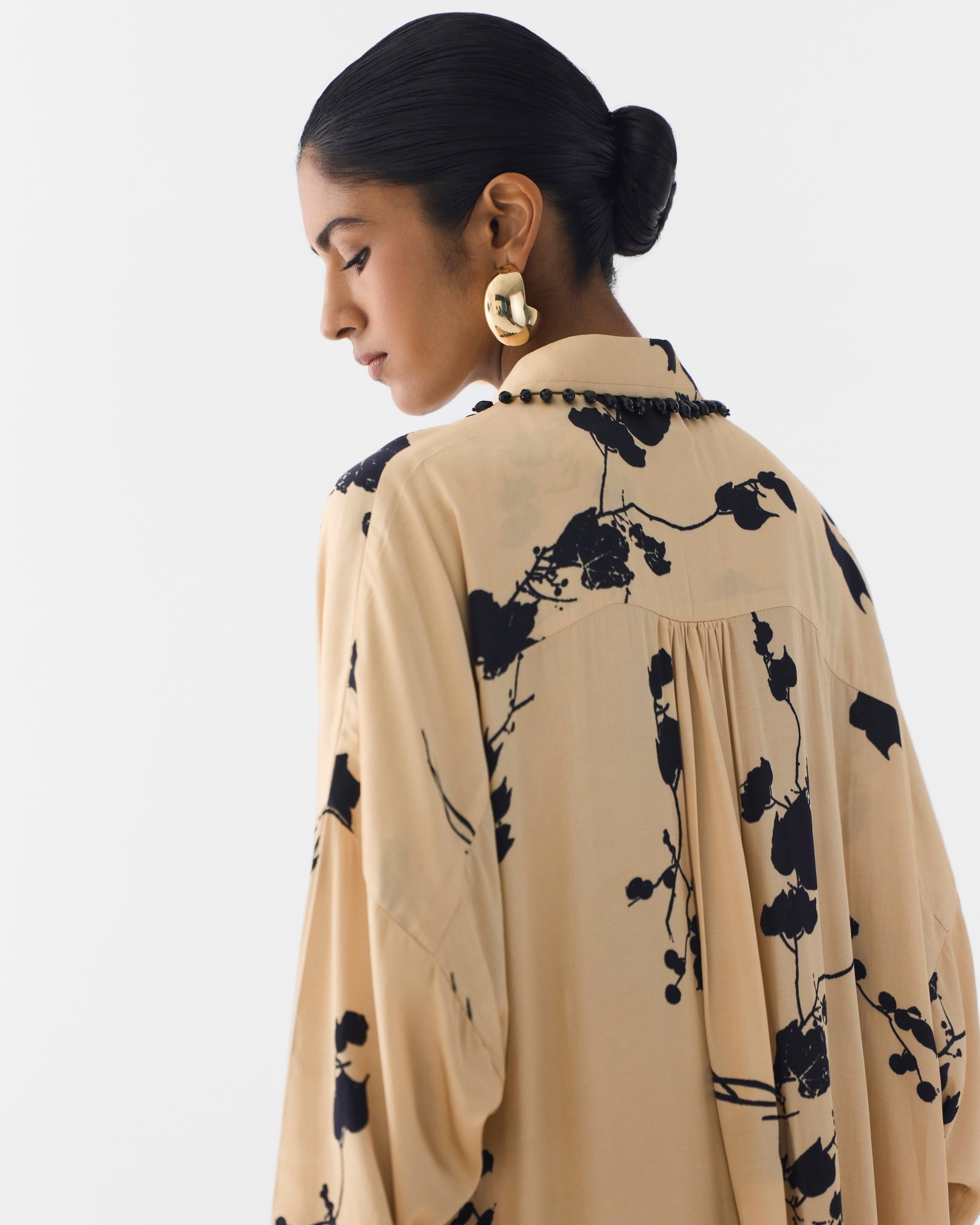 Cream Sakura Kurta Shirt & Pants Set