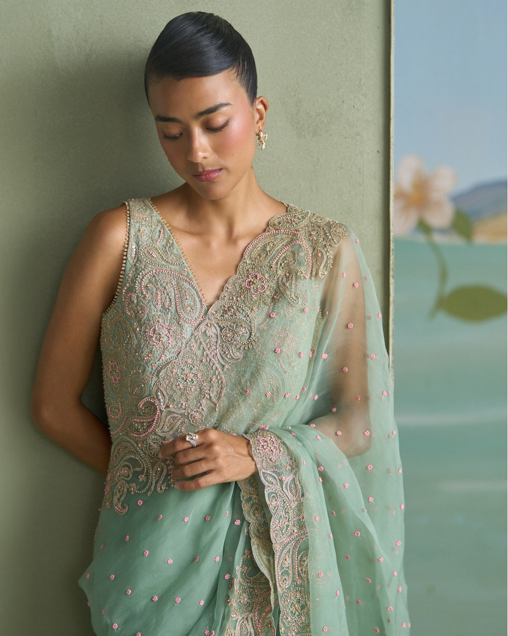Vrinda Paisley Sari Set
