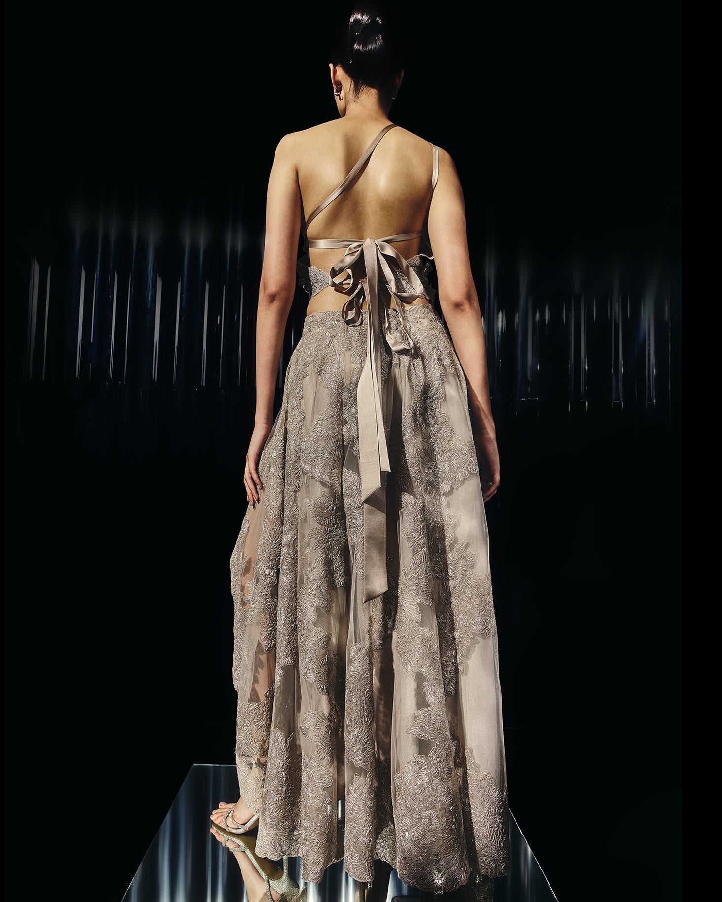 Frost Flora Metallic Sheer Skirt Set