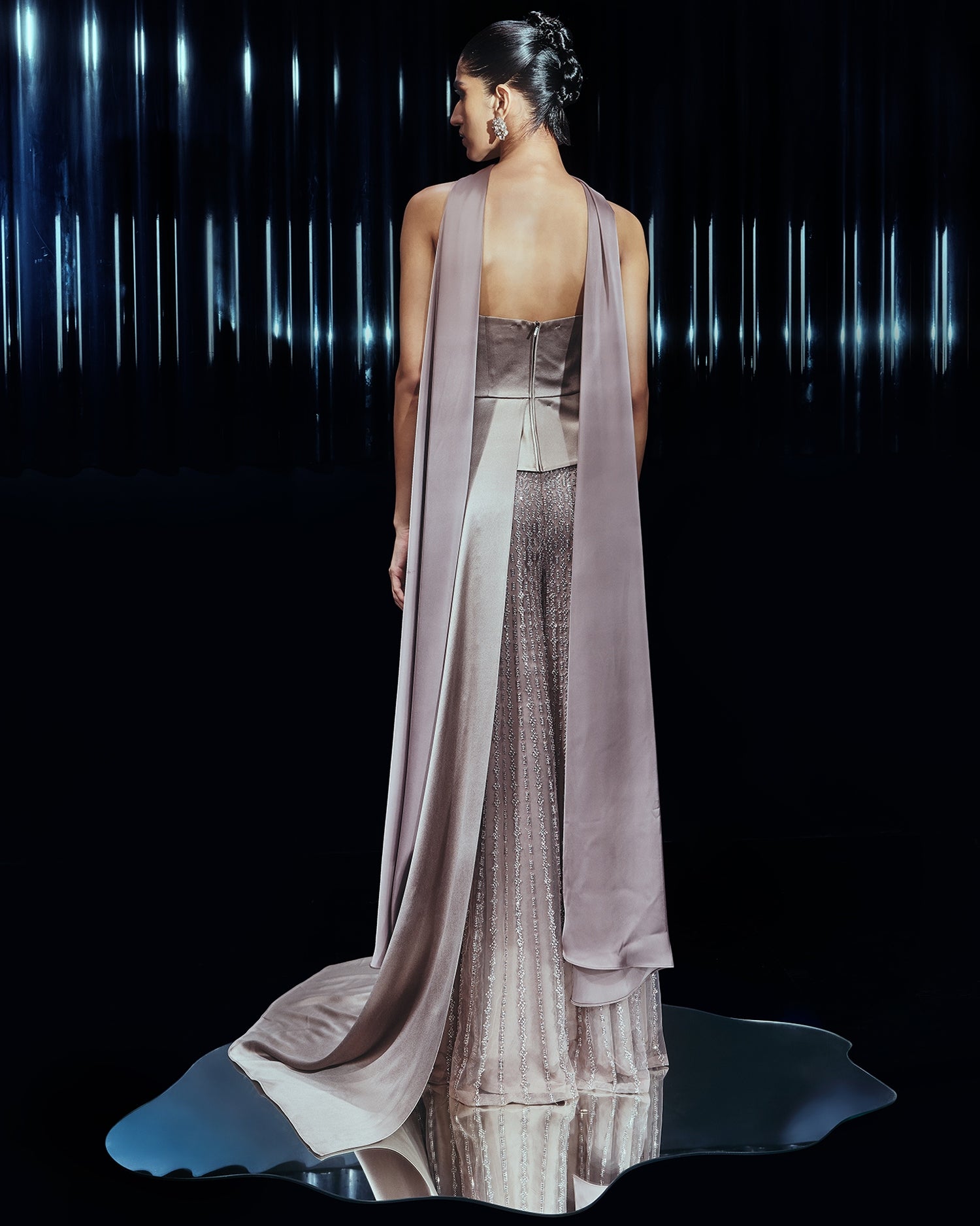 Luna Embellished Power Pants Paired With Draped Top