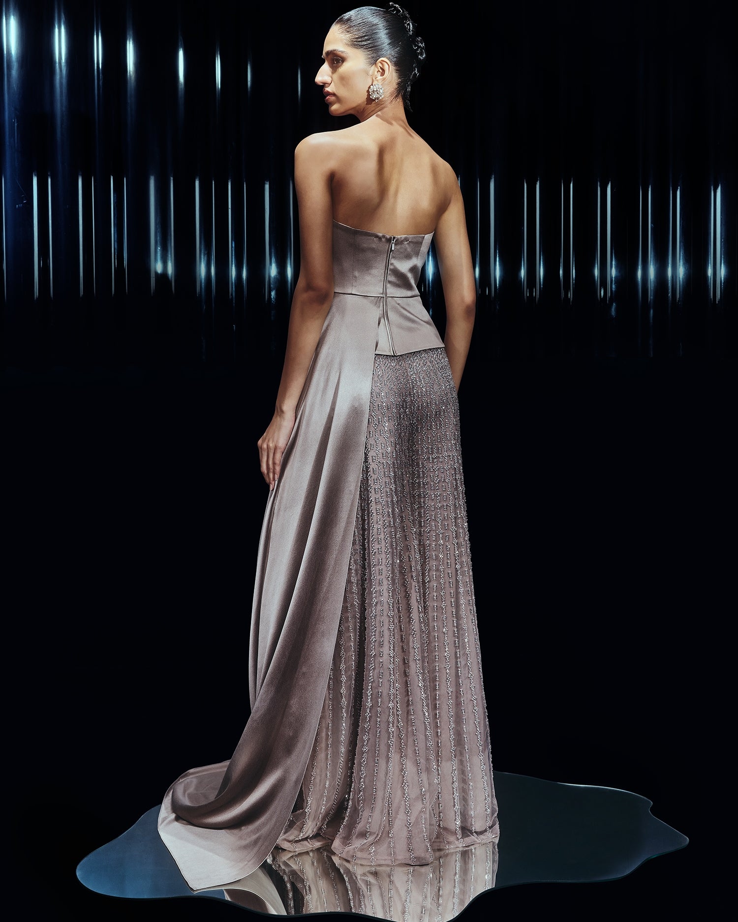 Luna Embellished Power Pants Paired With Draped Top