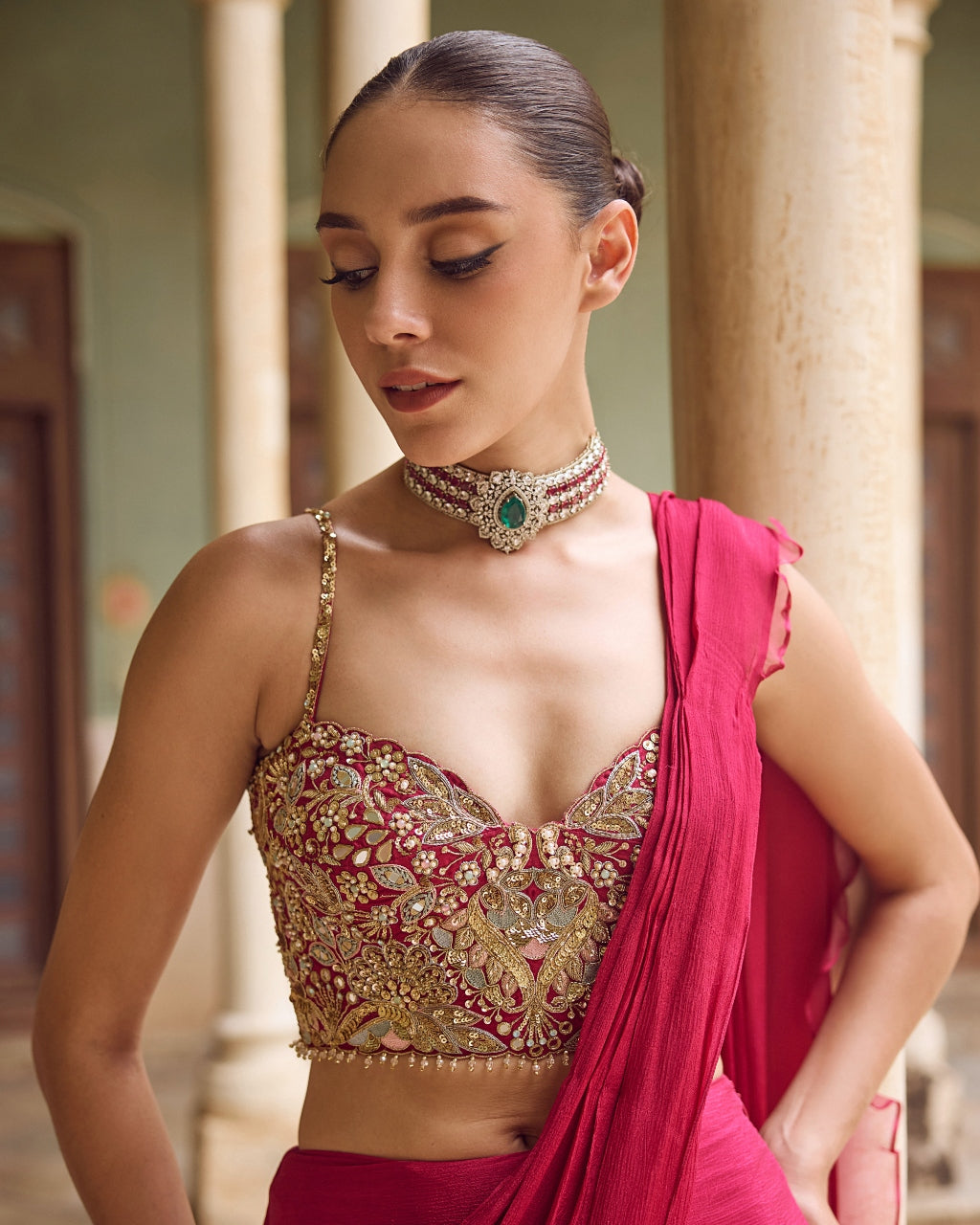 Gulaab Ruffle Sari Set