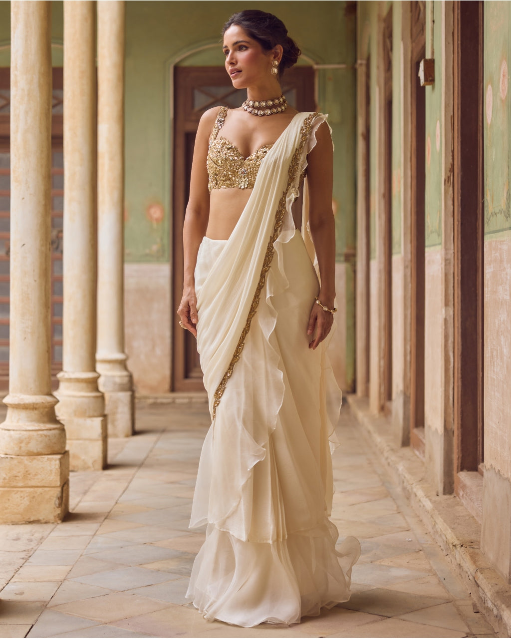 Khwahish Ruffle Sari Set