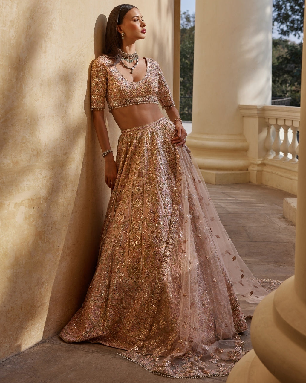 Rose Pink Mirror Lehenga Set