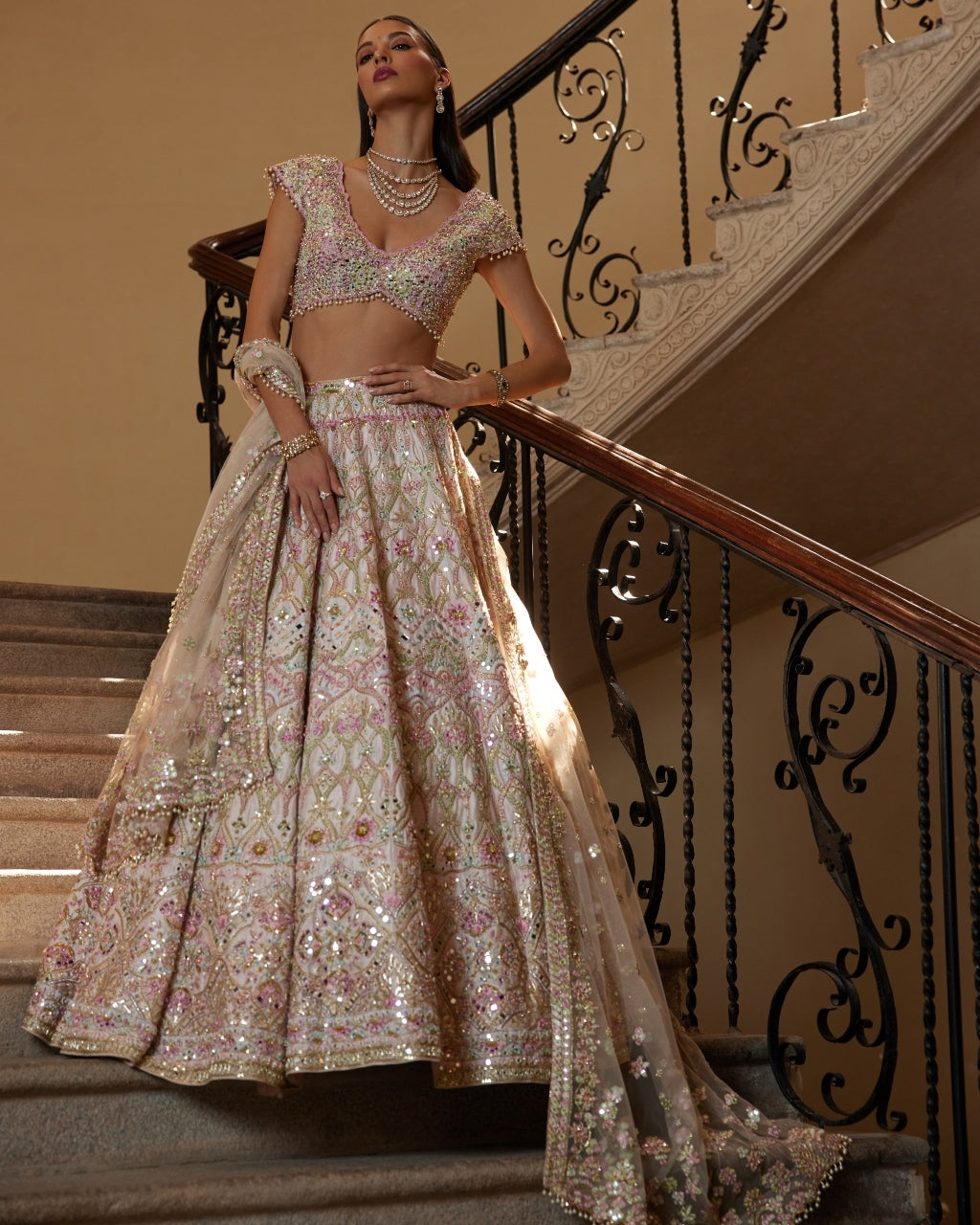 Ice Pink Mirror Lehenga Set