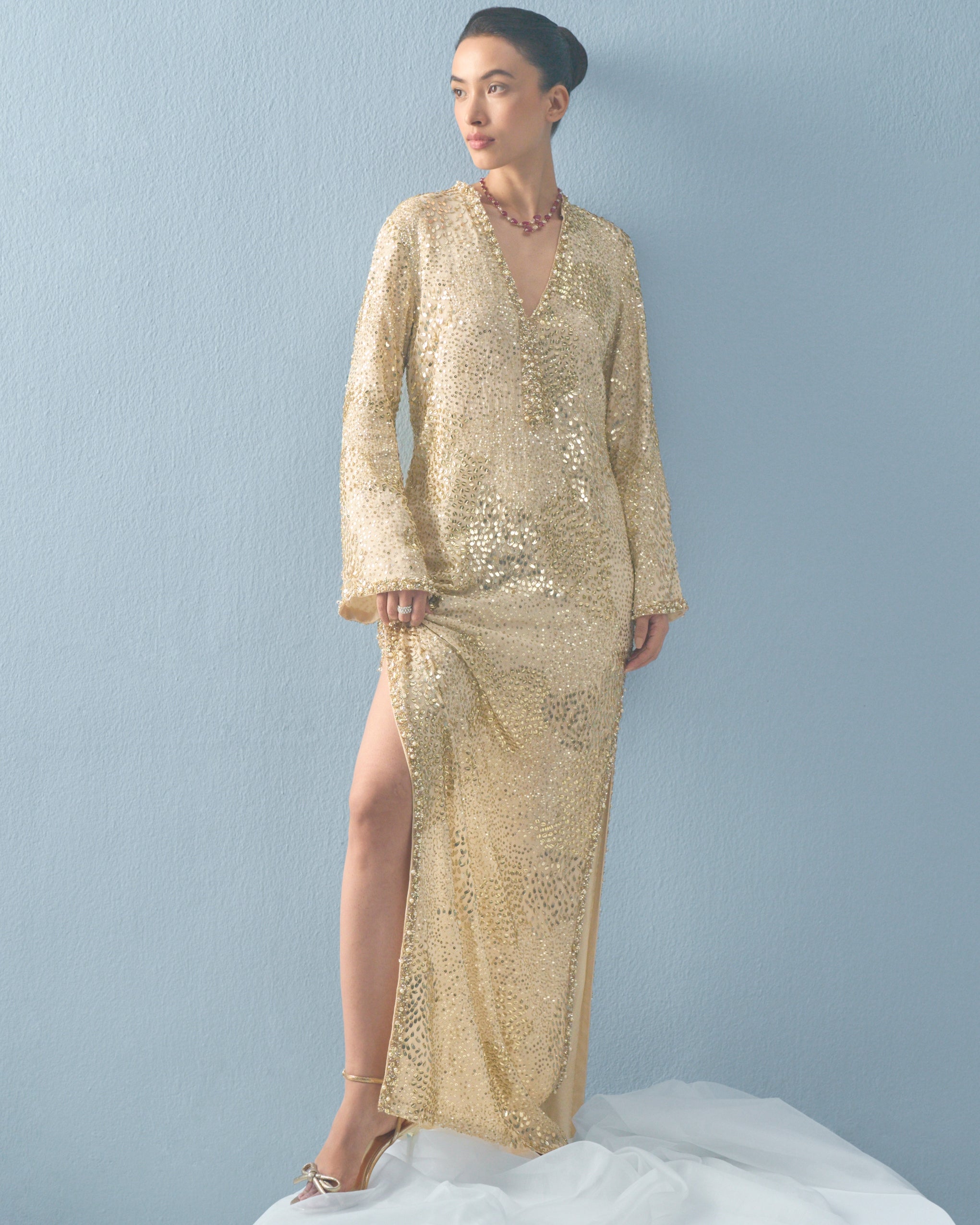 Ivory Georgette Sparkle Kaftan