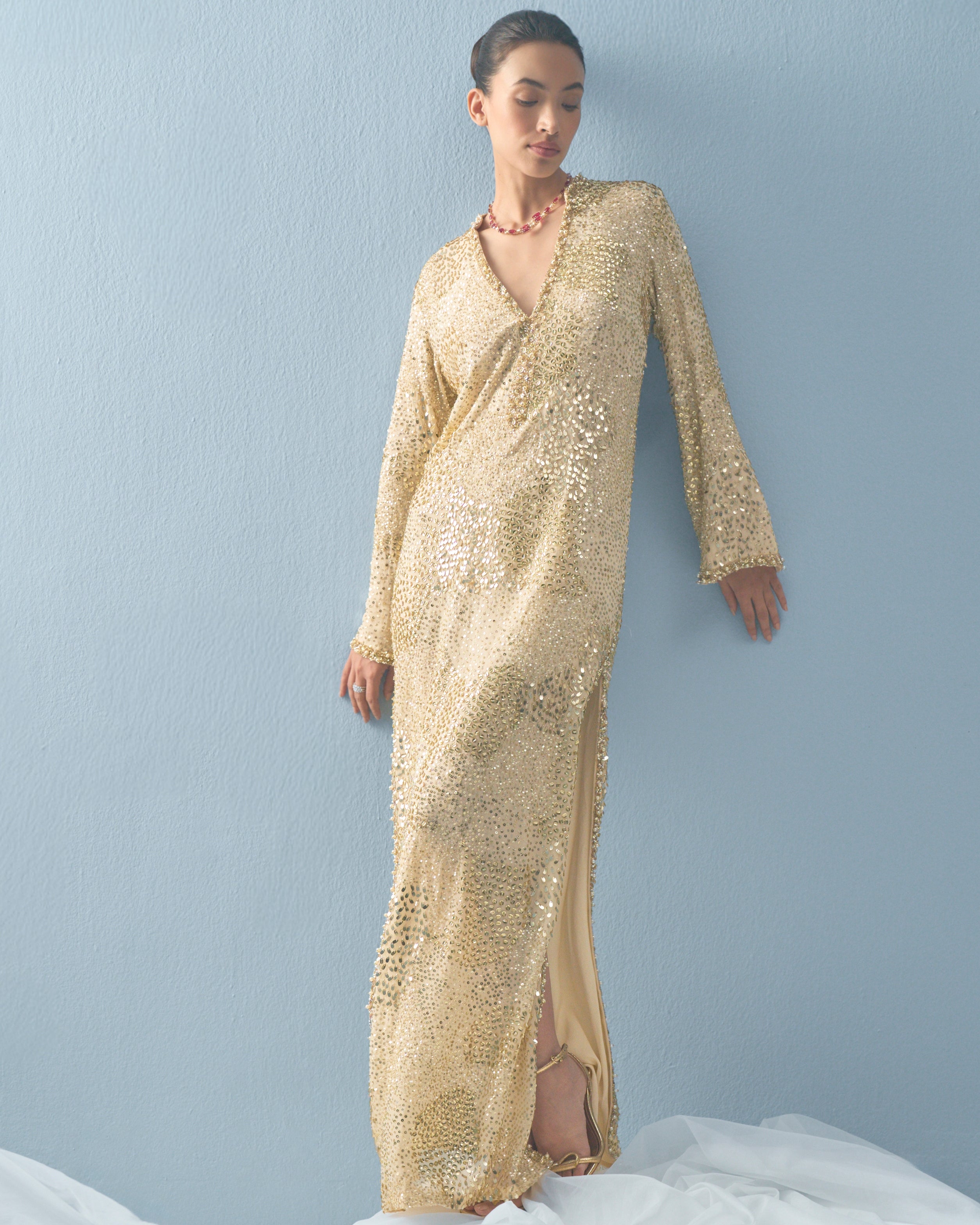 Ivory Georgette Sparkle Kaftan