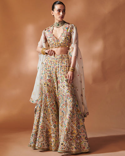 Azra Ivory High Waist Sharara