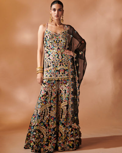 Azra Black Kurta And Sharara Set