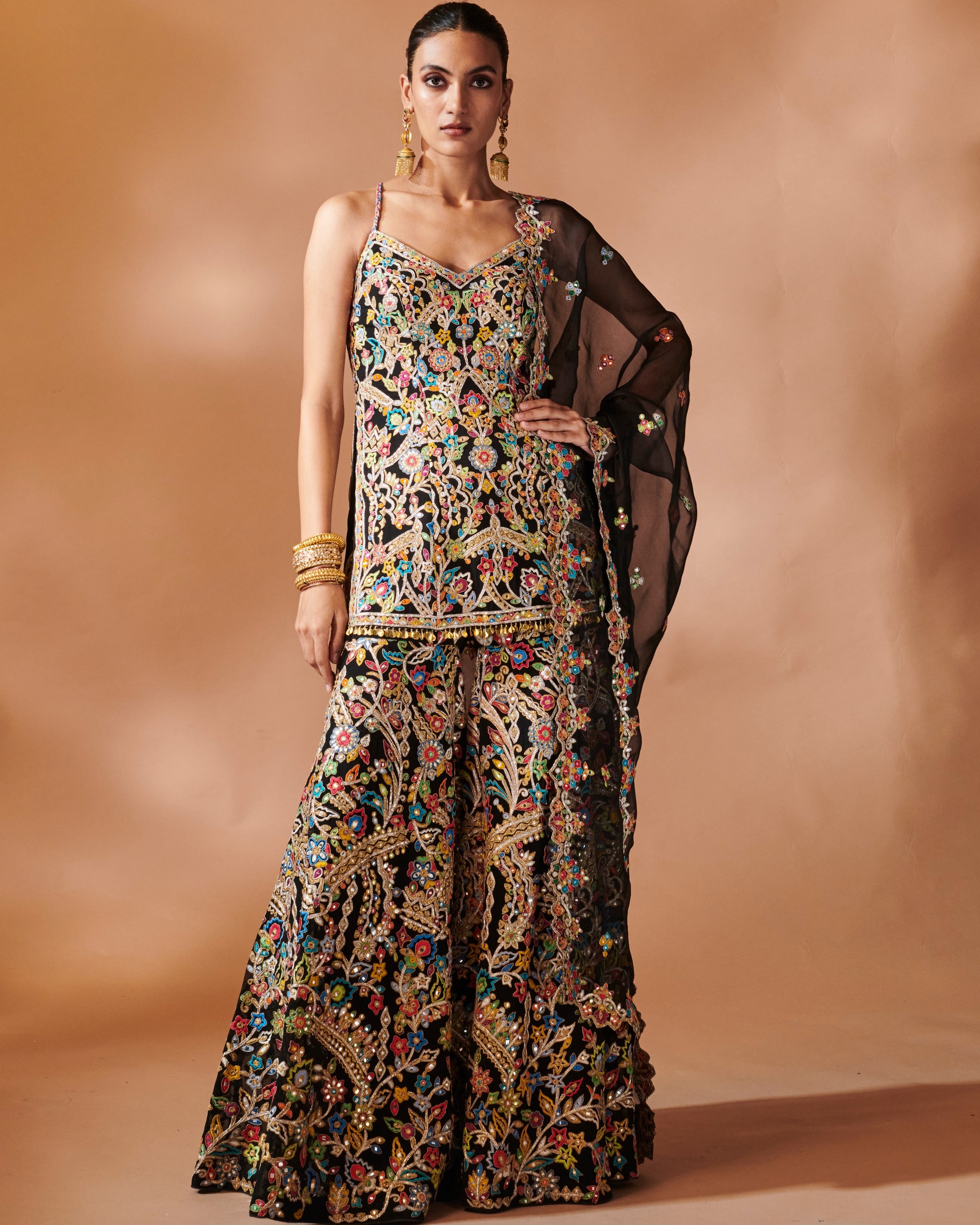 Azra Black Kurta And Sharara Set