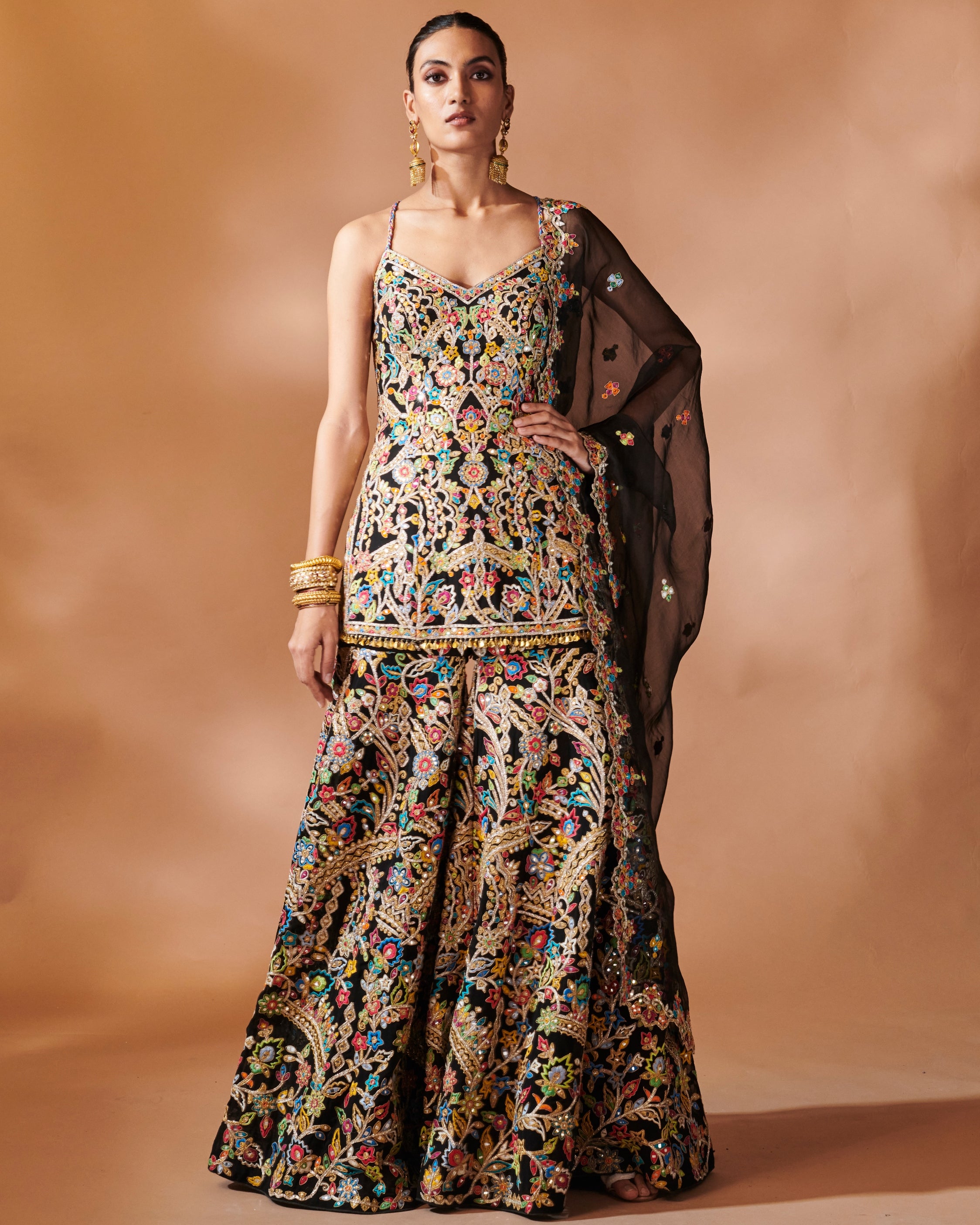 Azra Black Kurta And Sharara Set