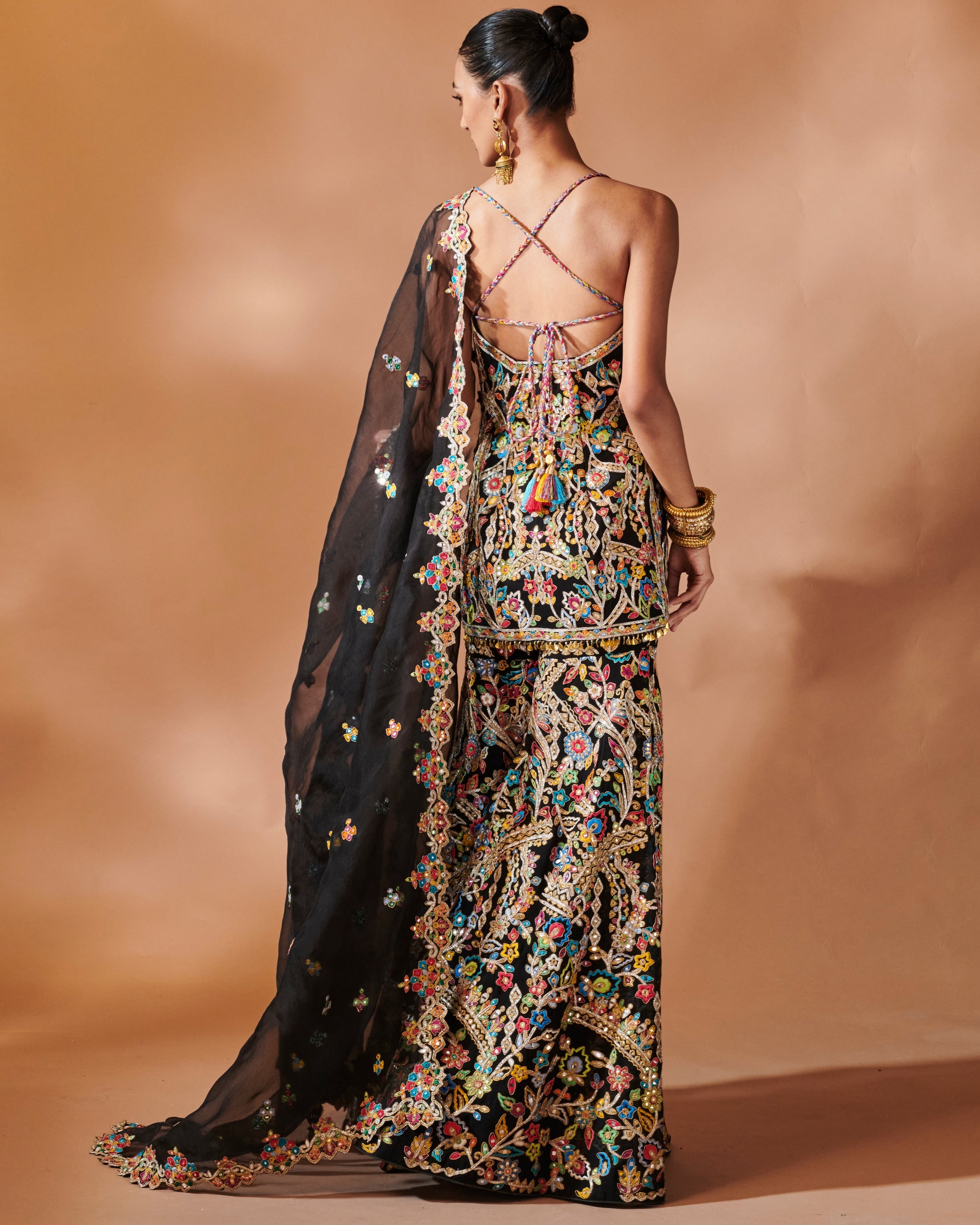 Azra Black Kurta And Sharara Set