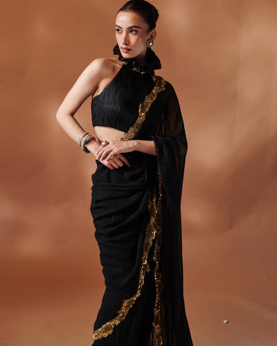 Azra Black And Gold Sari