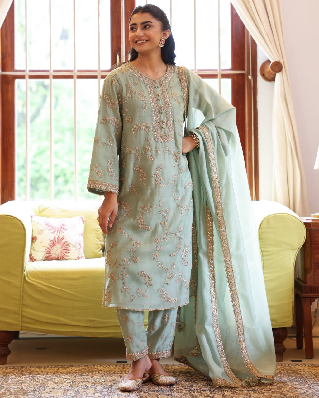 Teal Vrinda Dori Kurta Set