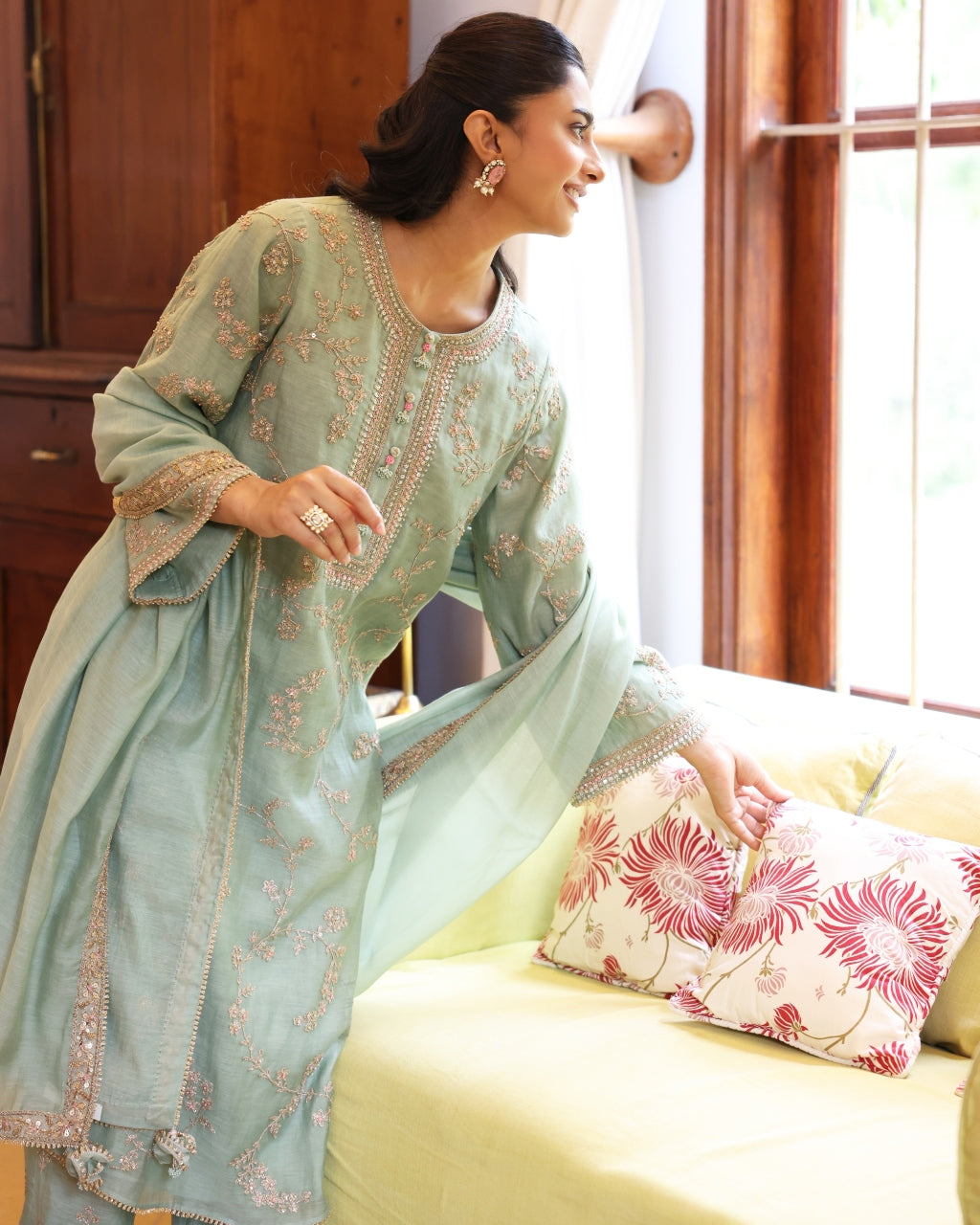 Teal Vrinda Dori Kurta Set
