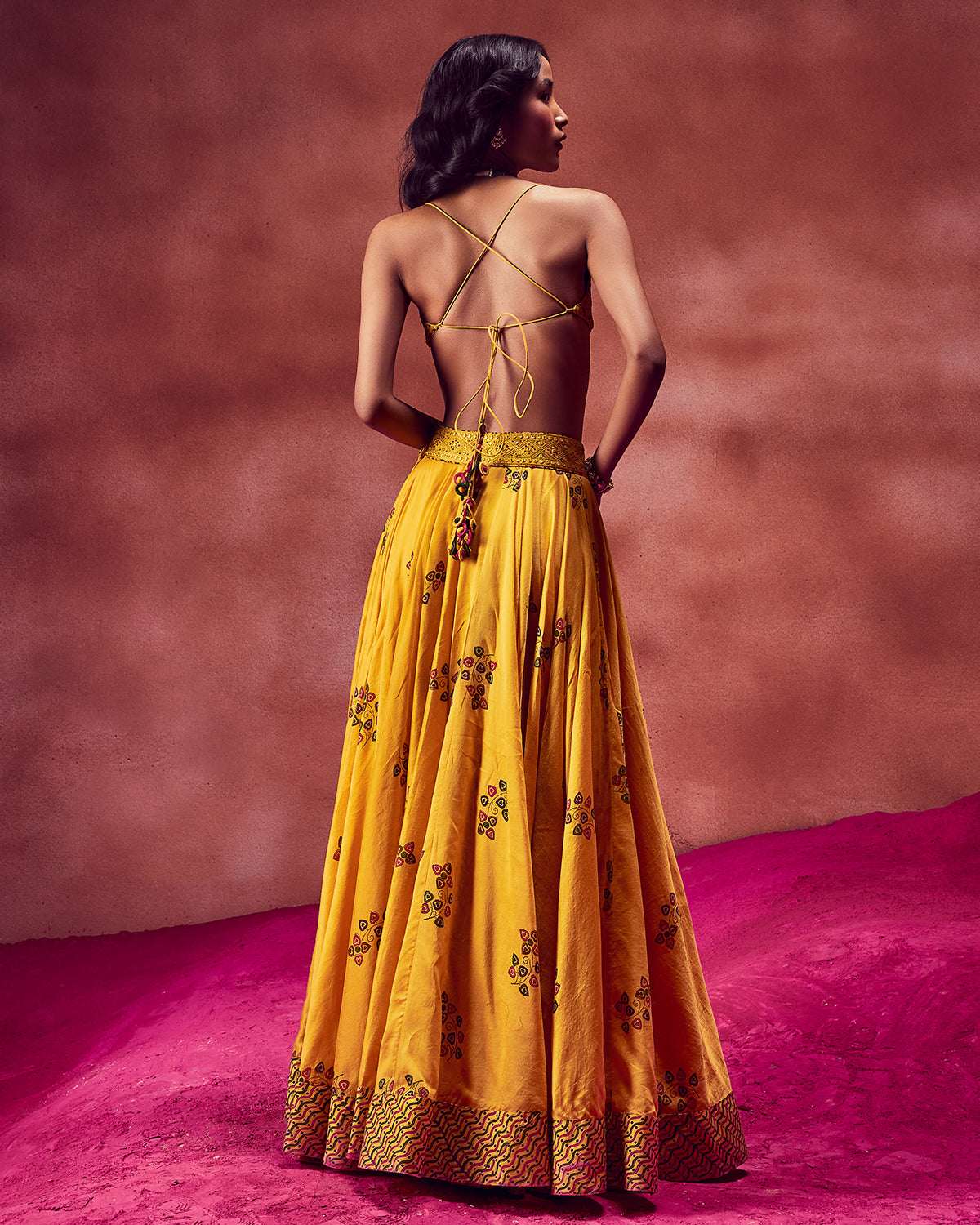 Mustard Color and Purple Designer Lehenga - Indian Dresses