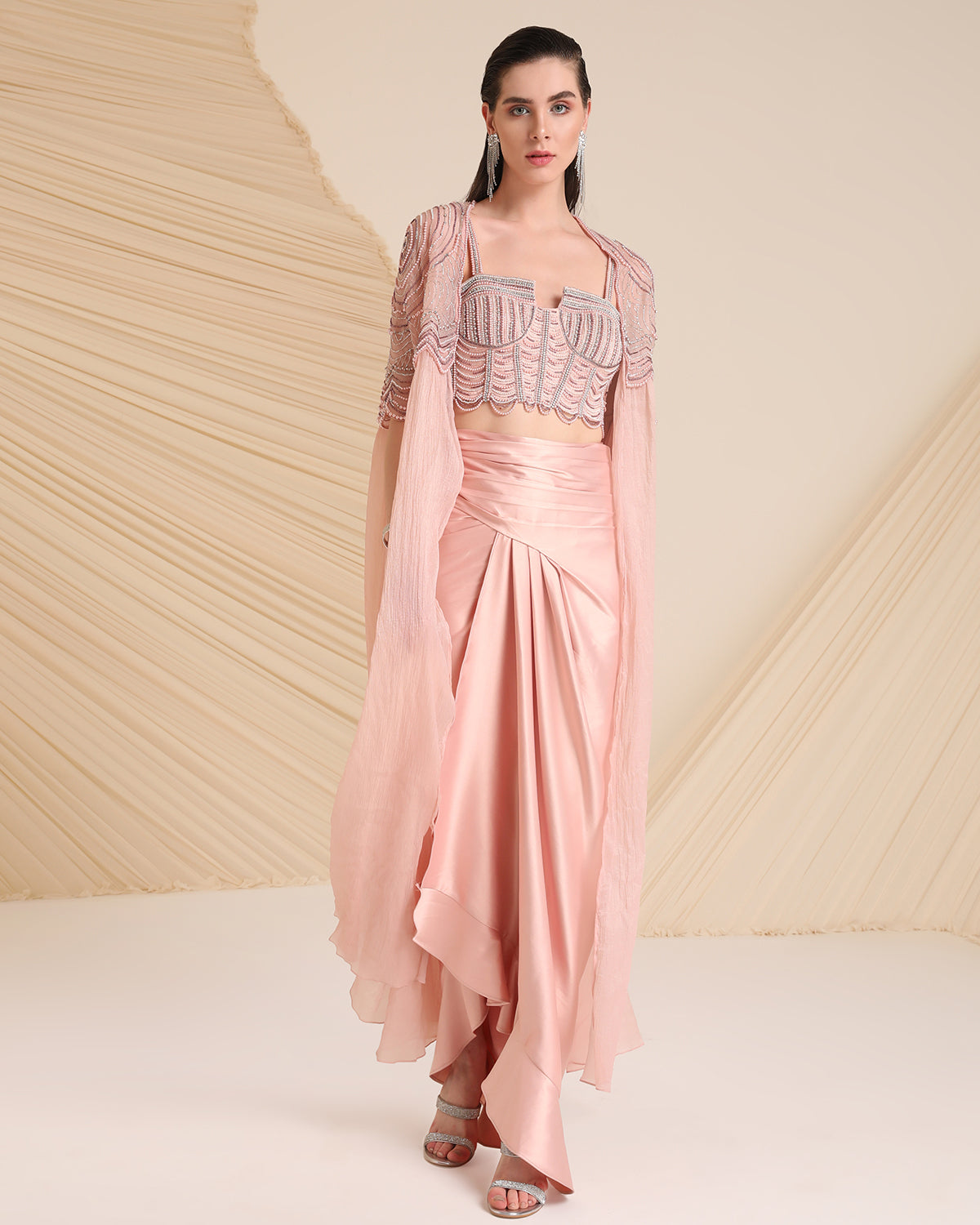 Pink Alauren Drape Skirt Set