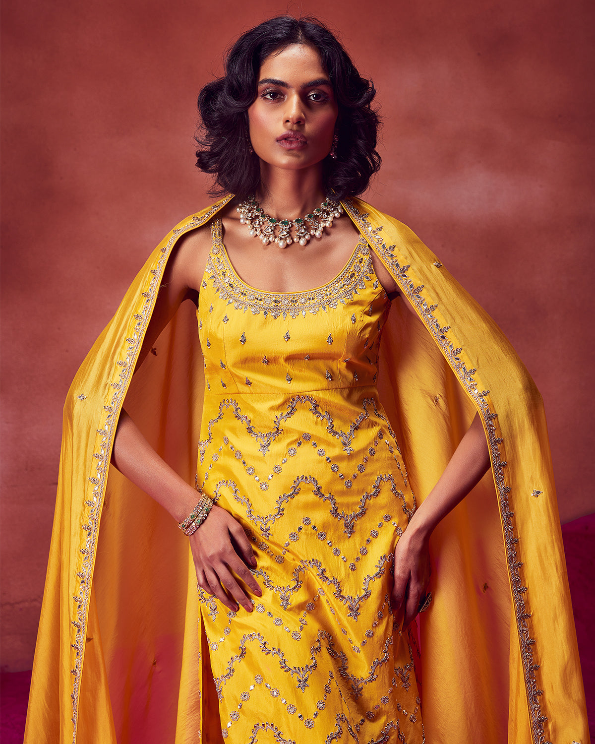Yellow Hand Embroidered Kurta Set With Dupatta